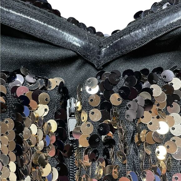 SOCIAL COUTURE Strapless Black and Gold Sequin Dress Size Large - Picture 4 of 9